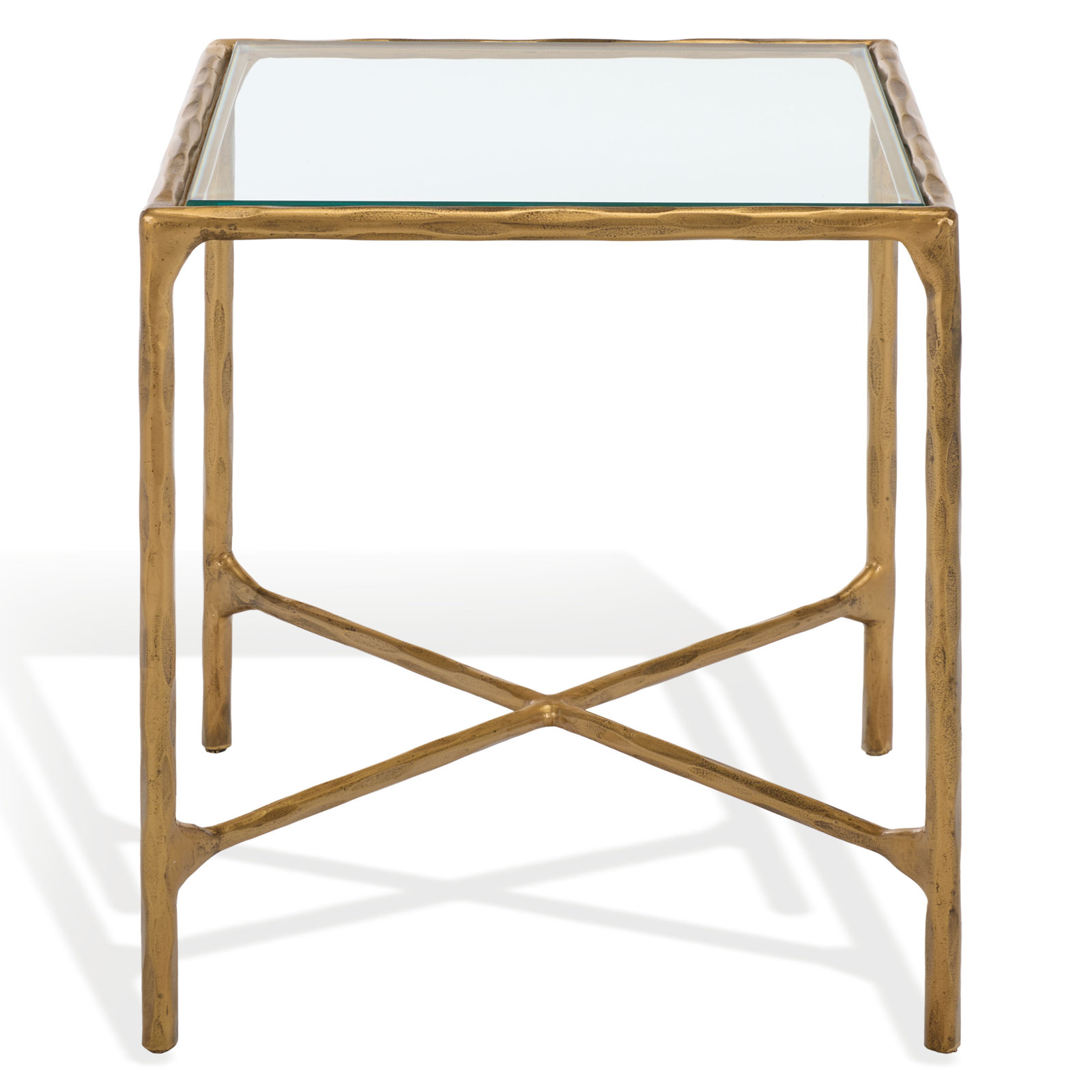 Evelynn End Table, Brass, Clear