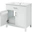 Armoire de salle de bain 30 po - Lavabo en céramique, bois massif +, intérieur spacieux pour les articles, meuble-lavabo blanc moderne de 30 po avec rangement à charnières à fermeture en douceur