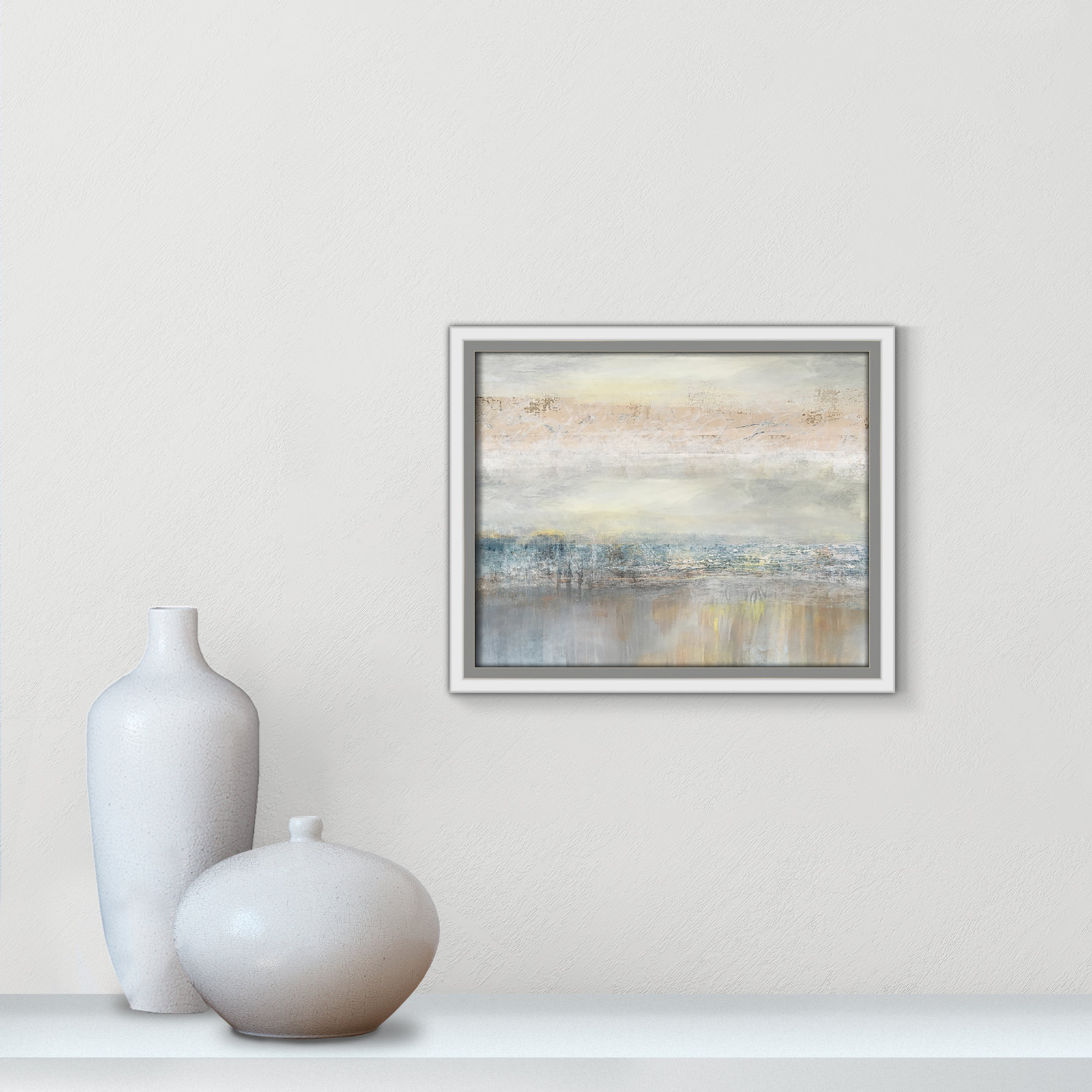 Electra "From A Distance" Painting by Nan, 9.5" H x 11.5" W, Picture Framed Canvas, Espresso