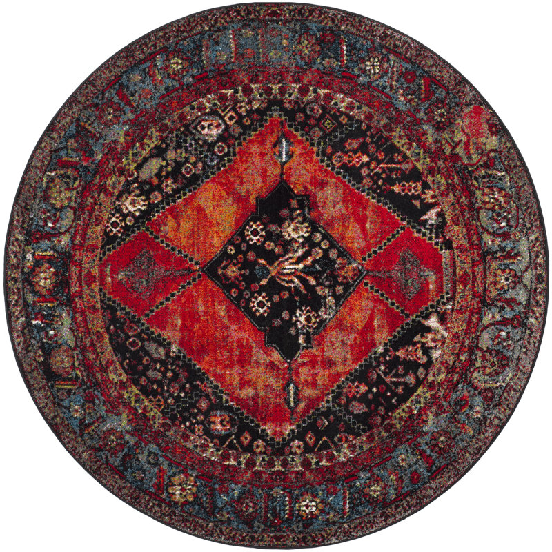 Tapis performance oriental rétro Imarion, Rond 6 pi 7 po