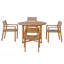 Ensemble repas 5 pièces avec 4 chaises en bois d'acacia et une table ronde à lattes de 47,2 pouces, parfait pour les patios, les jardins et l'intérieur