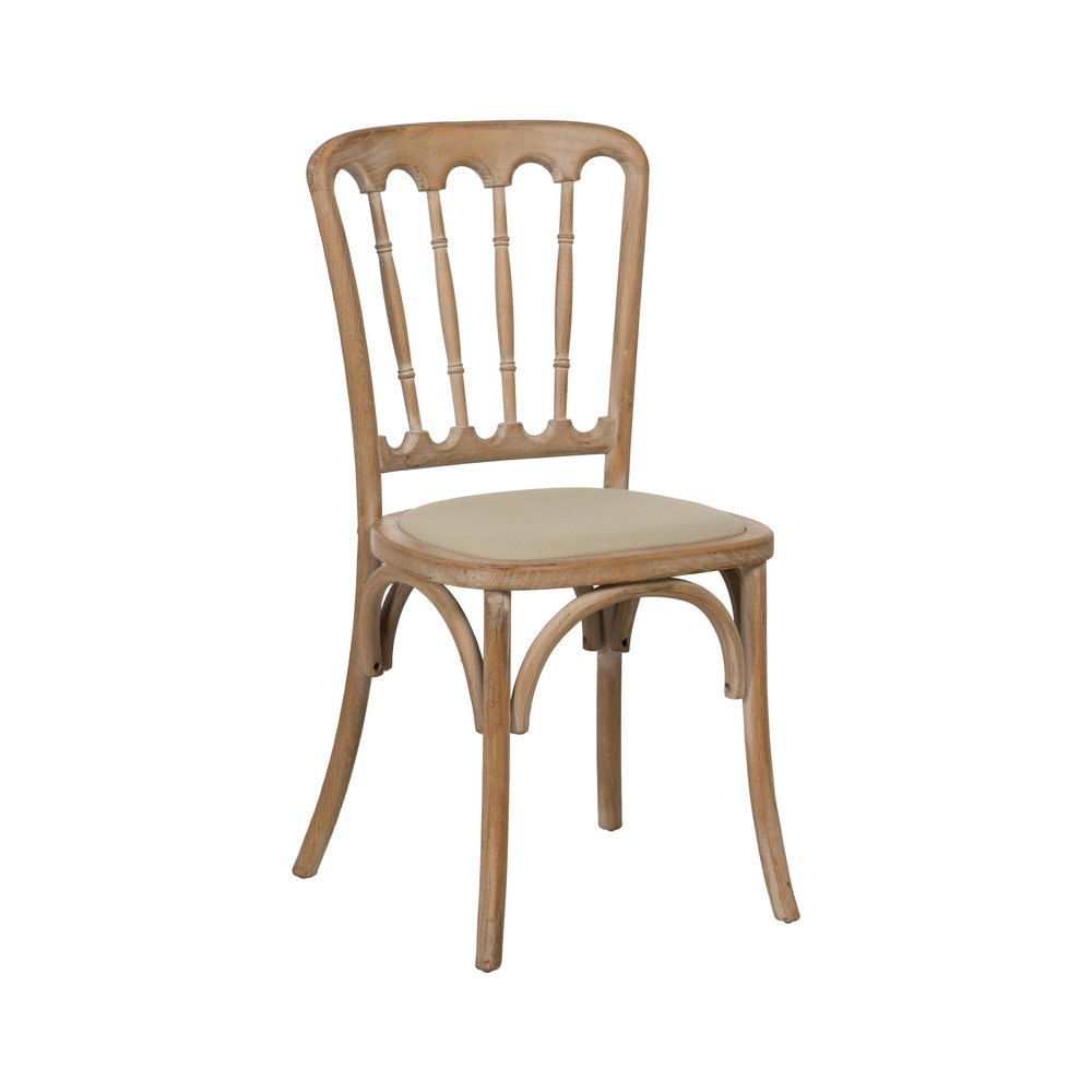 Natural-Beige Fabric-Wood Chair