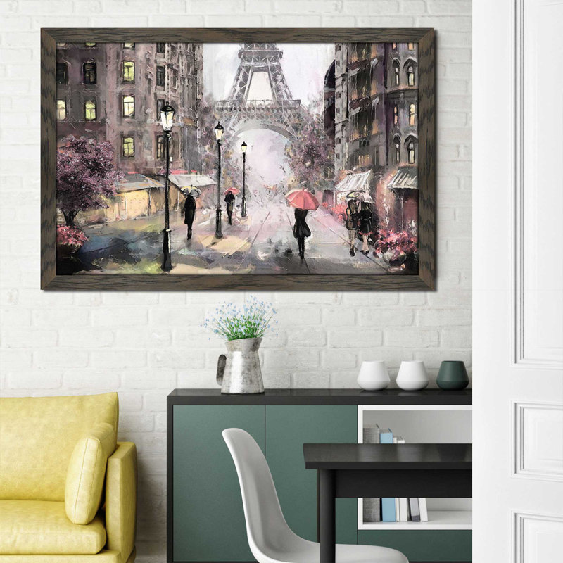 «Paris Streets II», reproduction encadrée, H 21,5 po x l 27,5 po x P 0,75 po, Cadre chocolat patiné