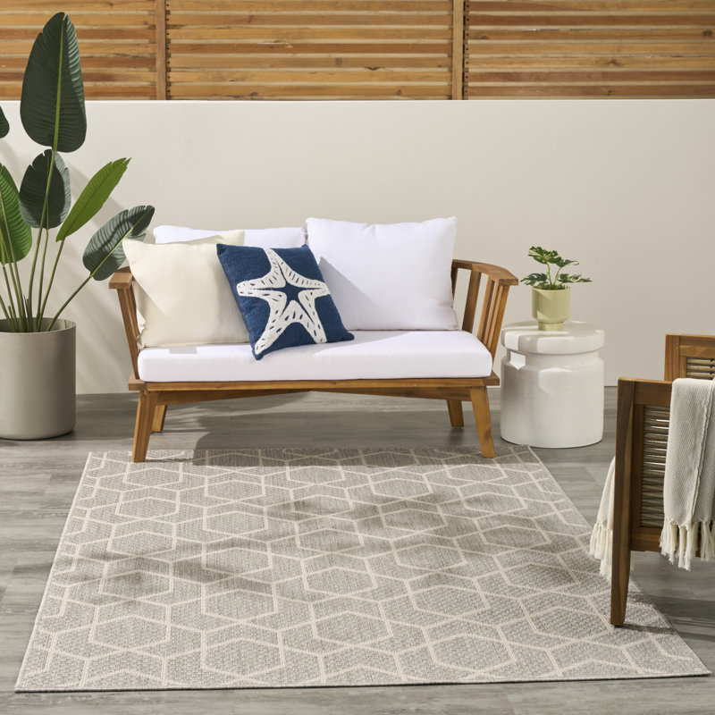 Reidy Modern Indoor/Outdoor Rug, Rectangle 4' x 6', Gray