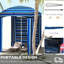 Abri de plage portatif à rayures bleues - 5,9 pi x 5,9 pi, résistance, évents, sacs de sable, rayure de parasol pratique, écran solaire,