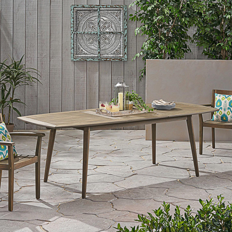 Table de salle à manger d'extérieur extensible en bois d'acacia