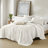 Mina White Waffle Weave Textured Cozy 3-Piece Full/Queen Quilt Set-102616701-102616700