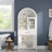 Farmhouse Arched Bathroom Storage Cabinet With Glass Door, 2 Adjustable Shelves & Barn Door Design-1564153800