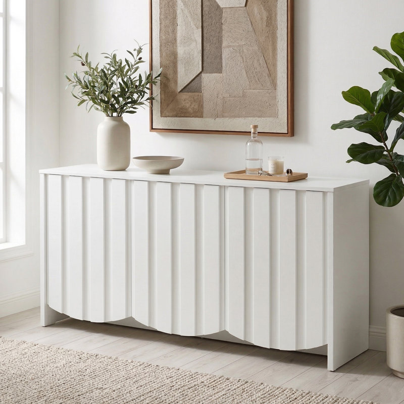 Buffet avec rebords festonnés l 59,1 po Winette, Chêne blanc