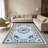 1PC Vintage Blue Floral Medallion European Farmhouse area rugs for Living Room, Soft and Comfortable, Suitable for all seasons, easy-to-maintain, machine washable Indoor floor mat, Under Table Farmhouse suitable for dining room, bedroom, entryway,-1819427478