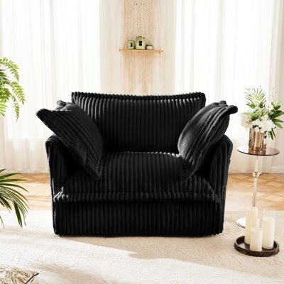 Armchair With Detachable Covers, Soft Touching Corduroy, Black Luxury Convenient , Corduroy