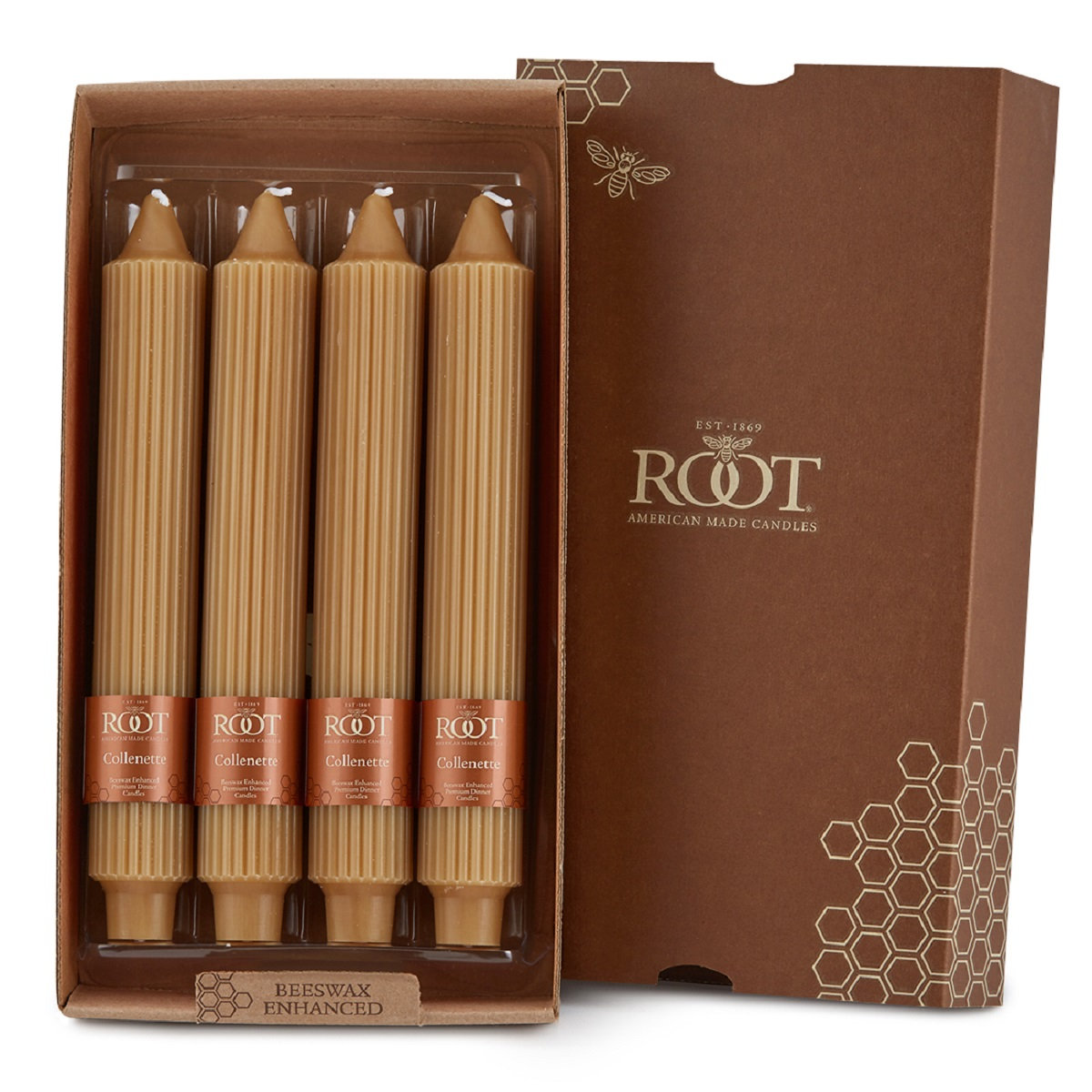 Root Candles Unscented Taper Candle, Beeswax, 9" H x 1.25" W x 1.25" D