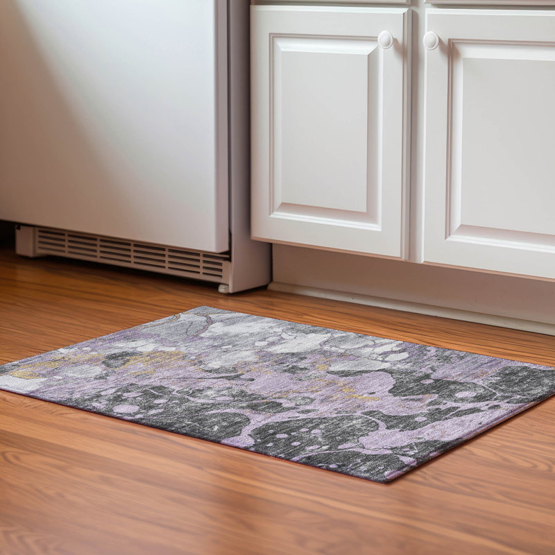 Tapis abstrait lavable à la machine Premium AMF1909, Rectangle 1 pi 8 po x 2 pi 6 po