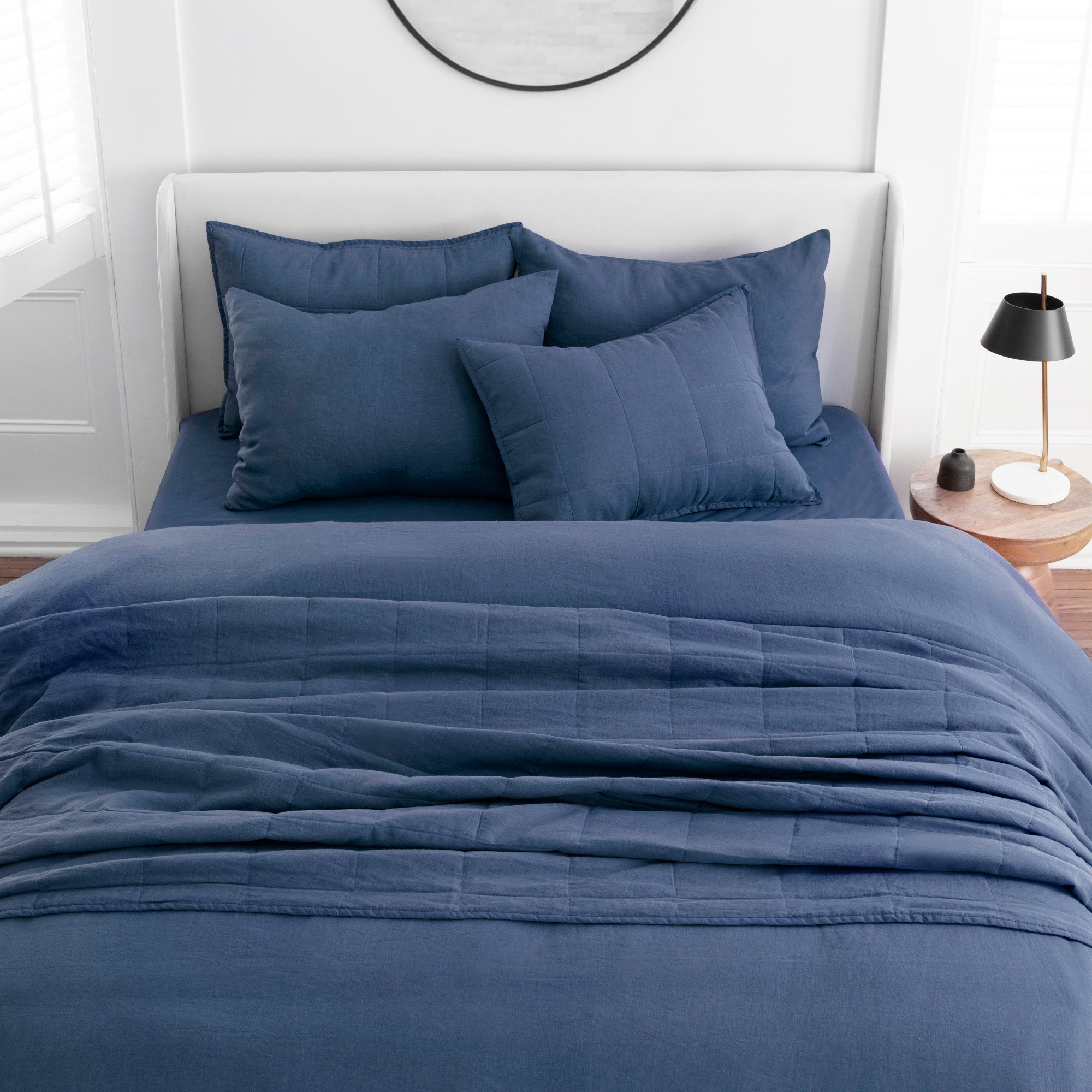 Kamau Percale Quilt, King, True Navy