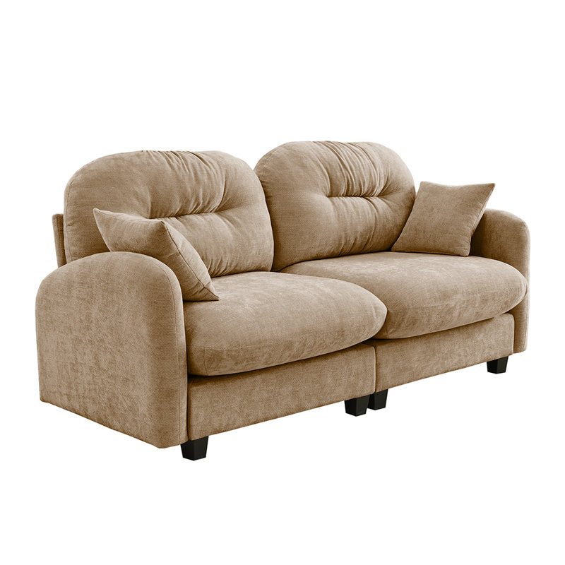 Canapé modulaire à causeuse avec dossier capitonné, tissu d'ameublement en chenille, coussin en mousse haute densité, accoudoirs élégants, canapé modulaire flexible, chameau
