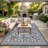 Reversible Outdoor Plastic Rug 9x12ft, Grey/White - Waterproof, Easy Clean, UV Resistant Patio Mat, Low Pile Striped Carpet for Garden, Camping, RV-1585542027-1585542028