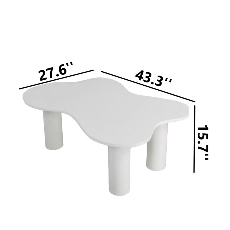 100% MDF Butterfly Asymmetrical 43'' Coffee Table, White