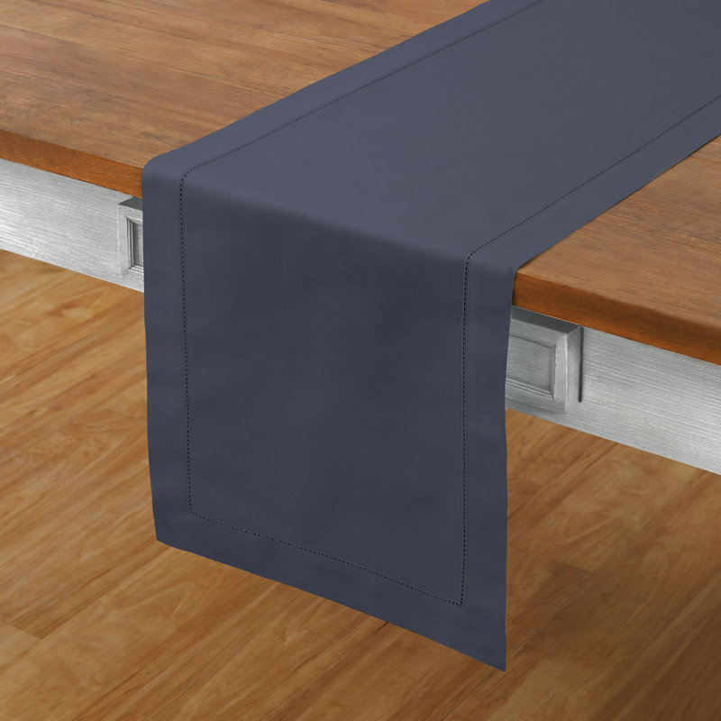 Aqua Cotton Linen Hemstitch Table Runner 108 Inches