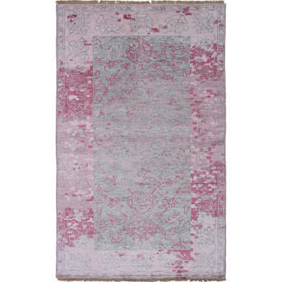 Fizza One-of-a-Kind 5' x 8'2" 2010s Rectangle Viscose Area Rug in Pink
