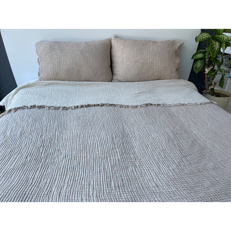 Muslin Coverlet, Queen Coverlet / Bedspread, Mink