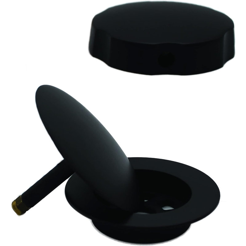 Garniture de drain de baignoire escamotable 27 "avec trop-plein rotatif et raccords en ABS Sch. 40, Noir mat