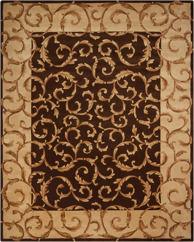 Giefer Versaille Palace Hand-Tufted Wool Chocolate Area Rug, Square 8'