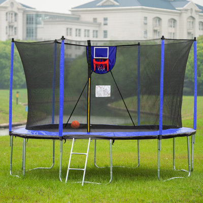 15' Round Backyard Trampoline With Safety Enclosure