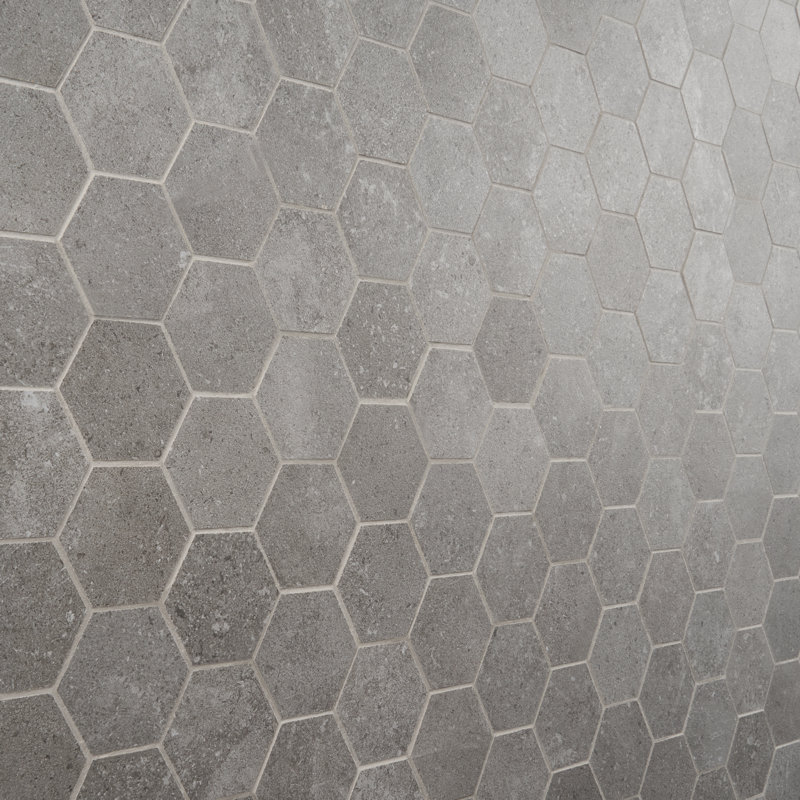 Carreau de mosaïque hexagonal en porcelaine pour plancher et mur 11 po x 13 po Grava (0,82 pi² / boîte), Fossile