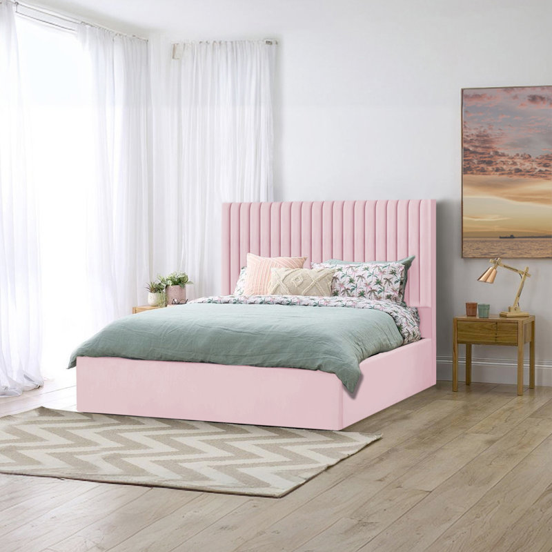 Maletha Upholstered Ottoman Storage Bed, Super King (6'), Pink