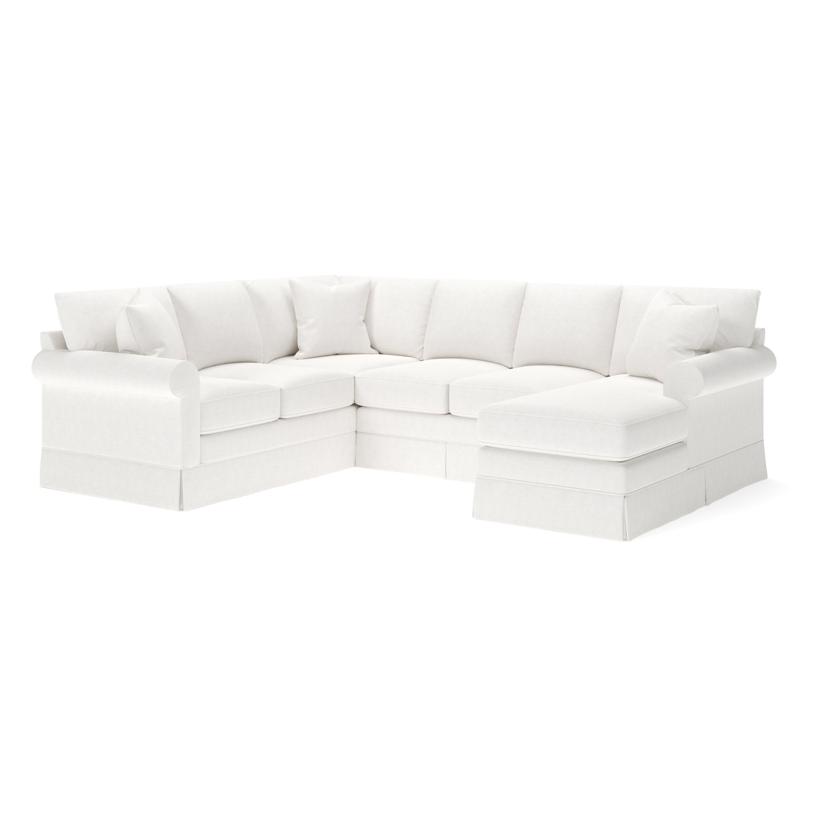 Friedman Upholstered Chaise U-Sectional, Right Hand Facing, Nomad Snow Crypton® Chenille