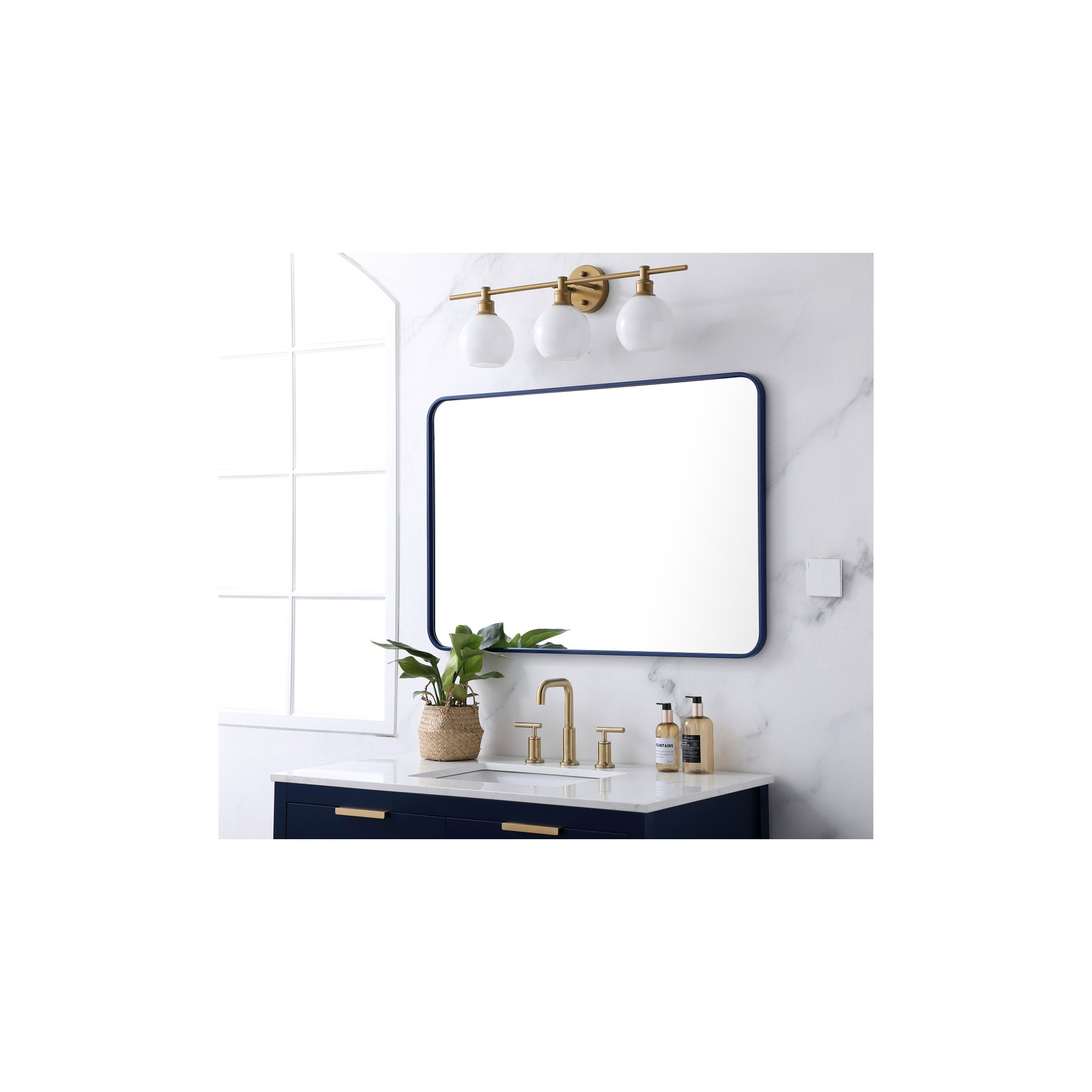 Sabine Metal Rounded Rectangle Wall Mirror, Black, 40" x 27"