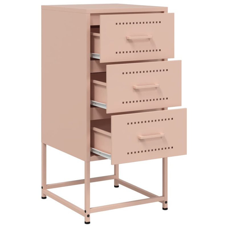 Raddatz 36cm W Steel Bedside Table, Pink, Set of 2