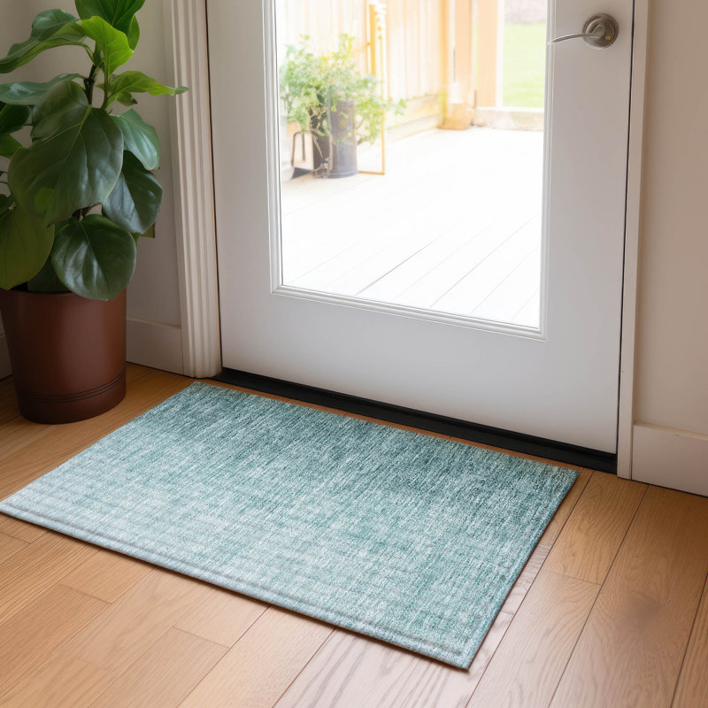 Tapis intérieur / extérieur en polyester tissé à la machine Malchow, Rectangle 1 pi 8 po x 2 pi 6 po