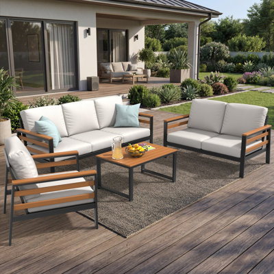 Townsend 4 Piece Sofa Seating Group with Sunbrella Cushions
