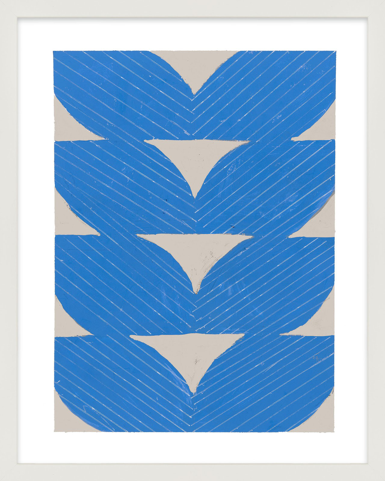 Blue Chevron "Blue Chevron" Painting, 25" H x 20" W x 1.25" D, White