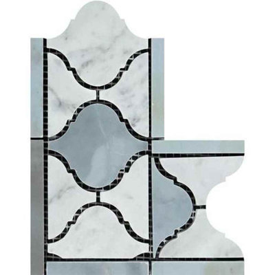 Bordure de coin blanche Carrara Arabesque
