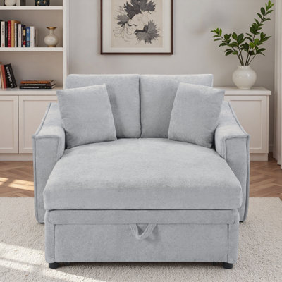 Modern Chaise Sofa With Pillows And Hidden Storage Space