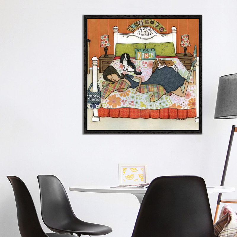 King Of The Bed by Jamie Morath - Print on Canvas, 93.98cm H x 93.98cm W x 3.81cm D, Black Floater Framed