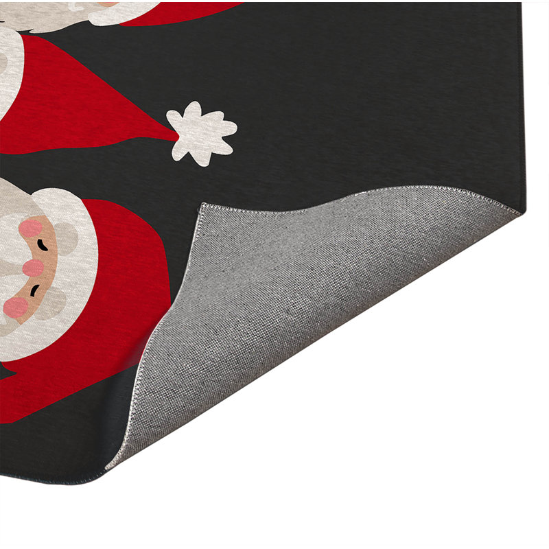 Paillasson Père Noël et flocons de neige, Gris anthracite, L 60 po x L 84 po