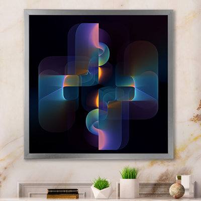 Retro Purple Geometrics On Minimal Black - Modern Geometric Wall Decor
