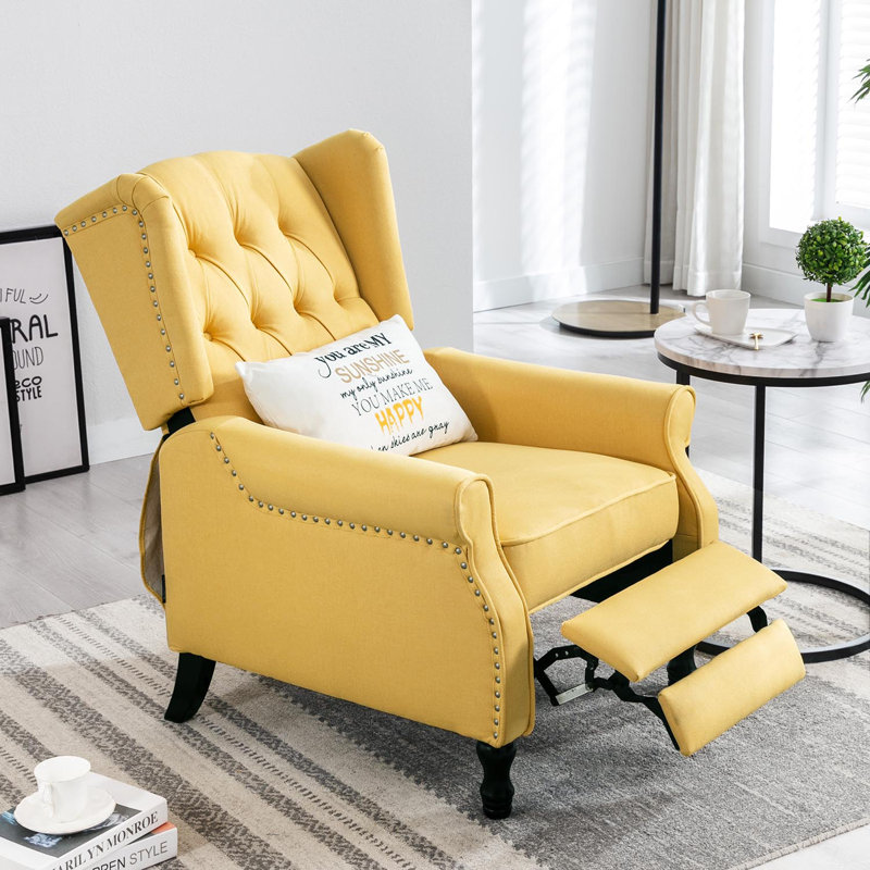 Druv Recliner, Yellow Linen