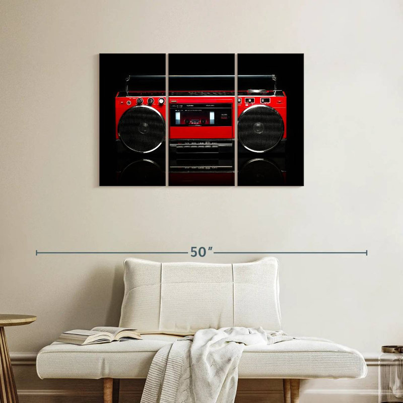 Abarca Retro Red Boom Box, 24" H x 38" W