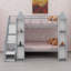 Lit superposé en métal en forme de château avec garde-robe, rangement multiple, escalier et garde-corps double-1183257110