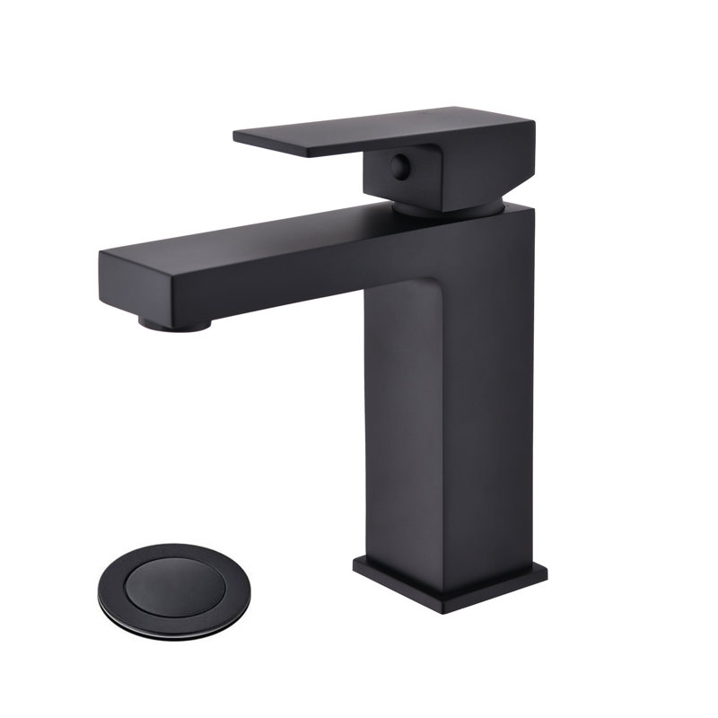 Robinet de salle de bains monotrou avec ensemble de drainage, Noir mat