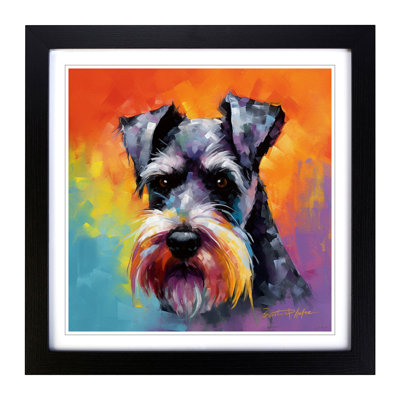 Schnauzer Colour Field No.1 - Single Picture Frame Square Print on Wood