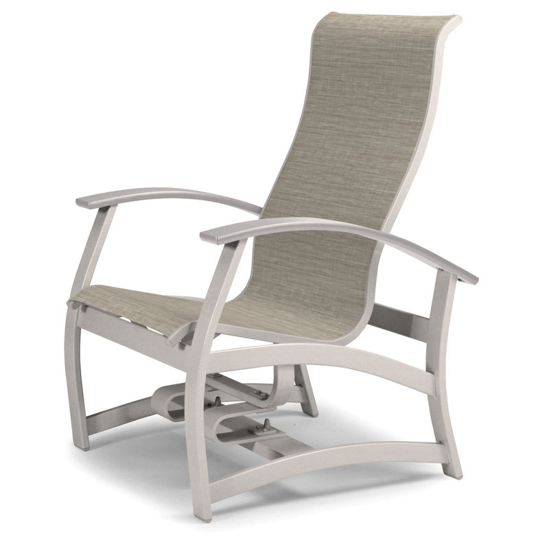 Askar Powder Coated Aluminum Outdoor Lounge Chair, Textured Snow, Bristol Taupe Sunbrella®, White P50