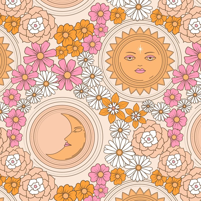 Ifigeneia Floral Moon and Sun par - impression sur toile tendue, H 30 po x l 30 po