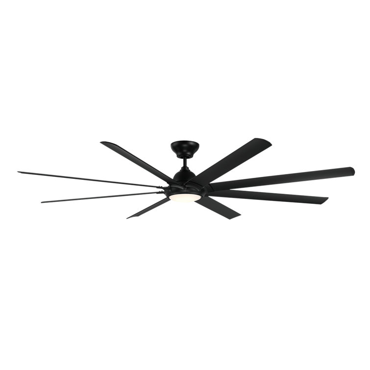 Hydra 9"6 8 - Blade Outdoor LED Smart Standard Ceiling Fan with Wall Control and Light Kit Included