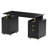 Elegant Executive Desk with Gold Accents, 3 Drawers, and Cabinet with Adjustable Shelf and Ventilation, Modern Office Desk with Storage & Floating Work Surface,  & Gold-829157756