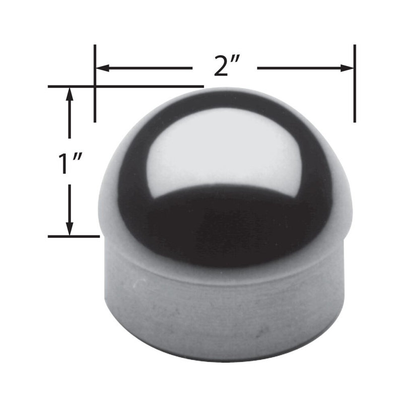 Outwater Stainless Steel Finish Solid Brass End Cap For 2" Diameter Rails | 1-PACK, Stainless Steel